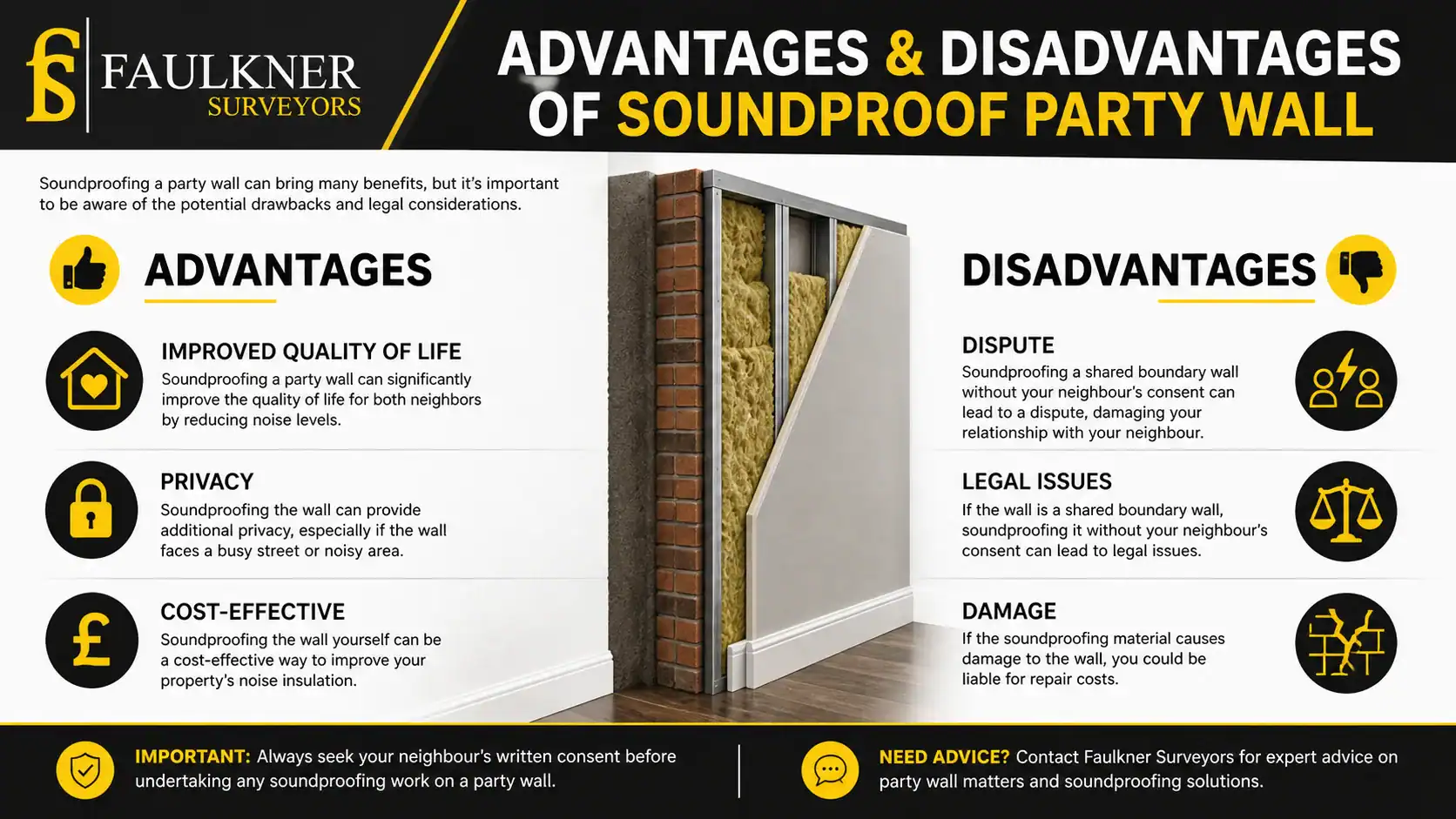 Can you soundproof a Party wall? 2 Advantages and Disadvantages of Soundproof Party Wall Royal-Tunbridge-Wells